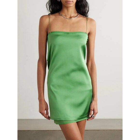 JACQUEMUS La Robe Mia Dress in Green 38 New Womens Satin Cut out Back Mini - Picture 15 of 17